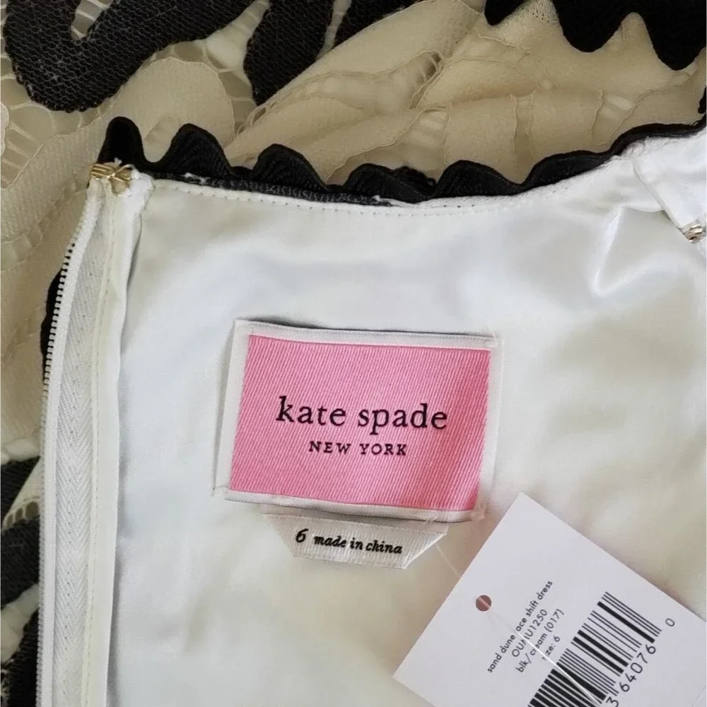 Kate Spade Sand Dune Zig-Zag Lace Sleeveless Shift Dress Lined